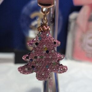Pink Crystal Christmas Tree Bag Charm /Keychain